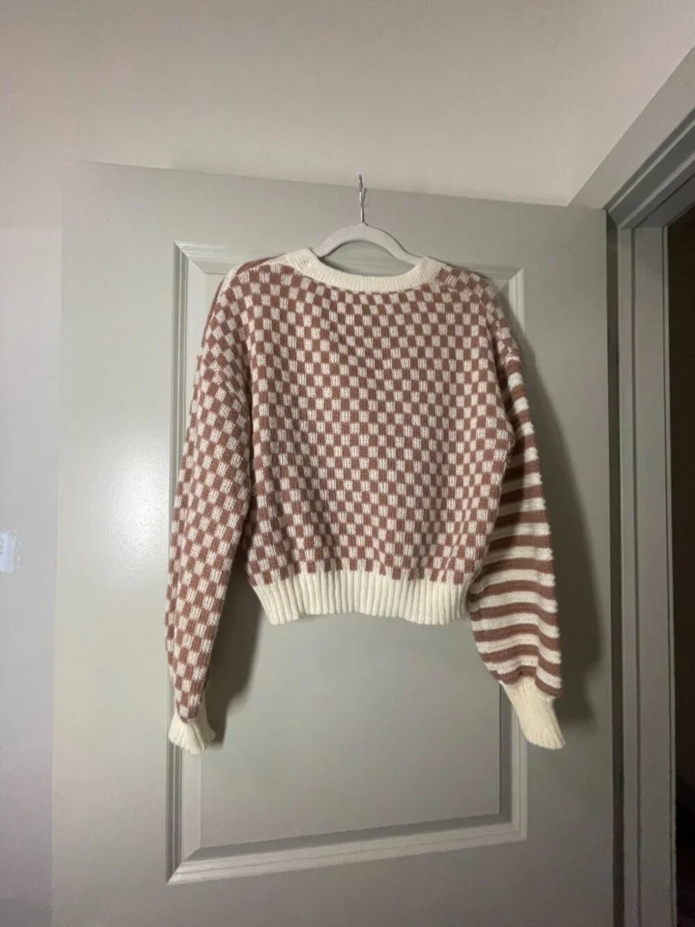 Checker Pattern Drop Shoulder Cardigan - Picture 7 of 7